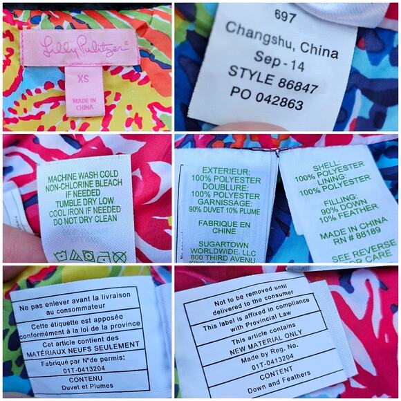 Black Puffer Vest Lilly Pulitzer Allie Size XS Zip Floral Reef Puffer Packable - Picture 5 of 10